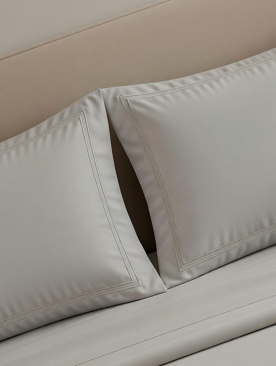 Light Grey Cotton Embroidery Bedsheet | 300 TC | King Size