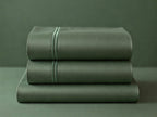 Olive Green Cotton Embroidery Bedsheet | 300 TC | King Size