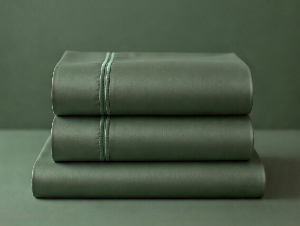 Olive Green Cotton Embroidery Bedsheet | 300 TC | King Size