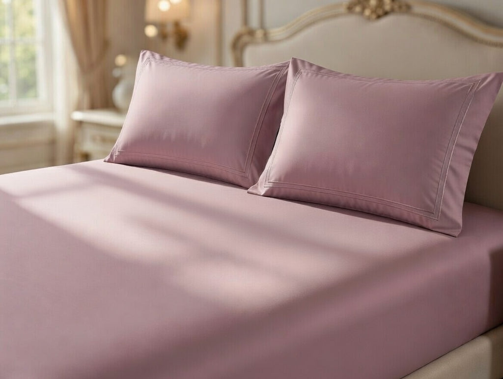 Dusty Rose Cotton Embroidery Bedsheet | 300 TC | King Size