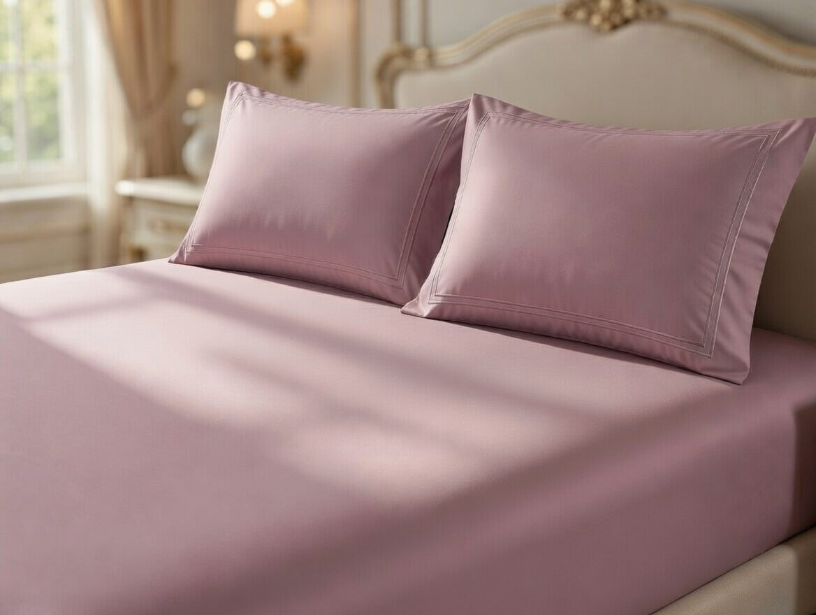 Dusty Rose Cotton Embroidery Bedsheet | 300 TC | King Size