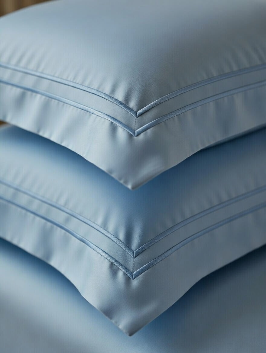 Powder Blue Cotton Embroidery Bedsheet | 300 TC | King Size