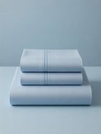 Powder Blue Cotton Embroidery Bedsheet | 300 TC | King Size