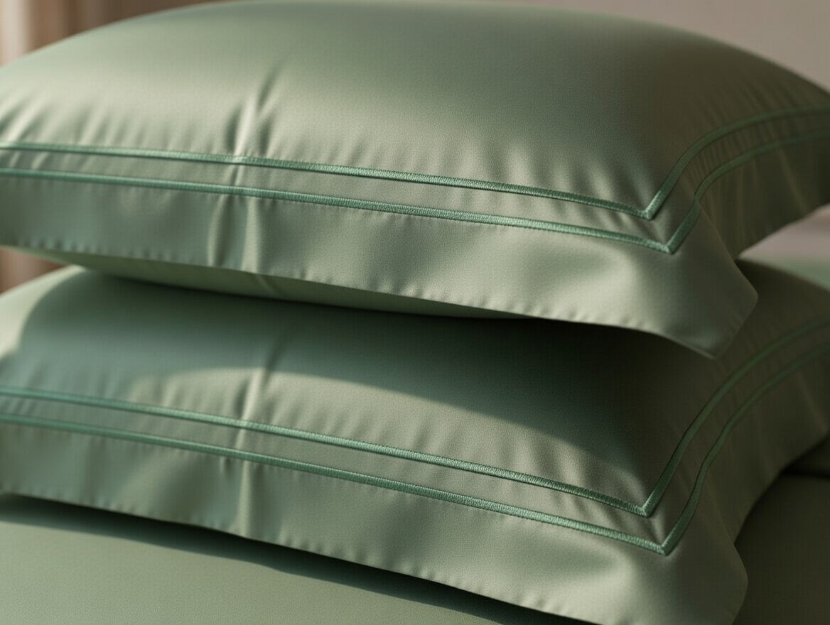 Olive Green Cotton Embroidery Bedsheet | 300 TC | King Size