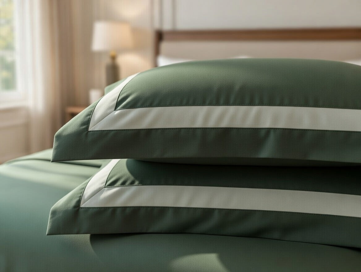Olive Green Cotton Bedsheet Set | 300 TC | King Size