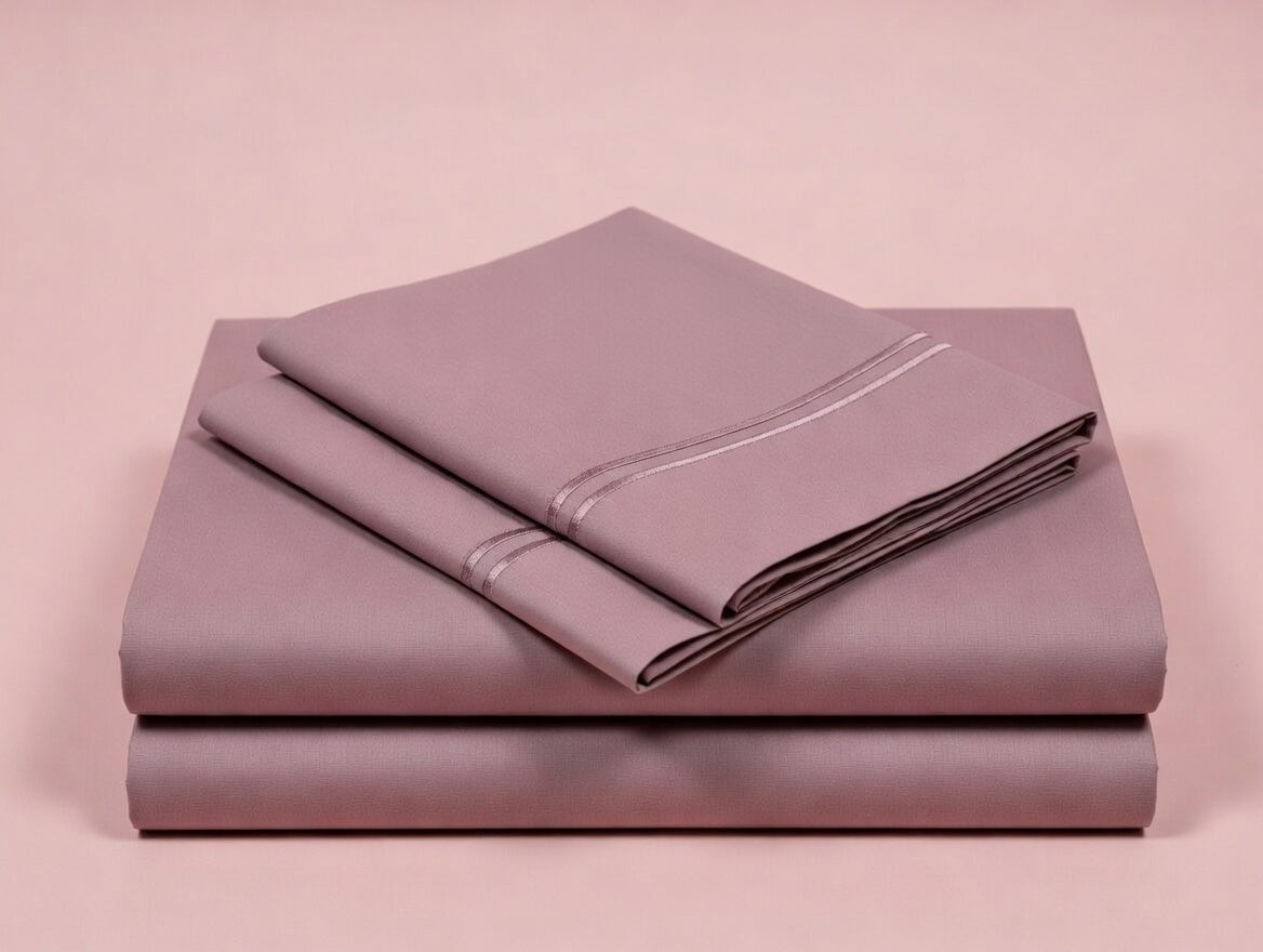 Dusty Rose Cotton Embroidery Bedsheet | 300 TC | King Size