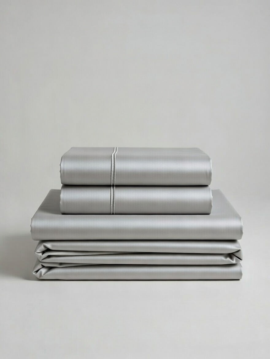 Light Grey Cotton Embroidery Bedsheet | 300 TC | King Size